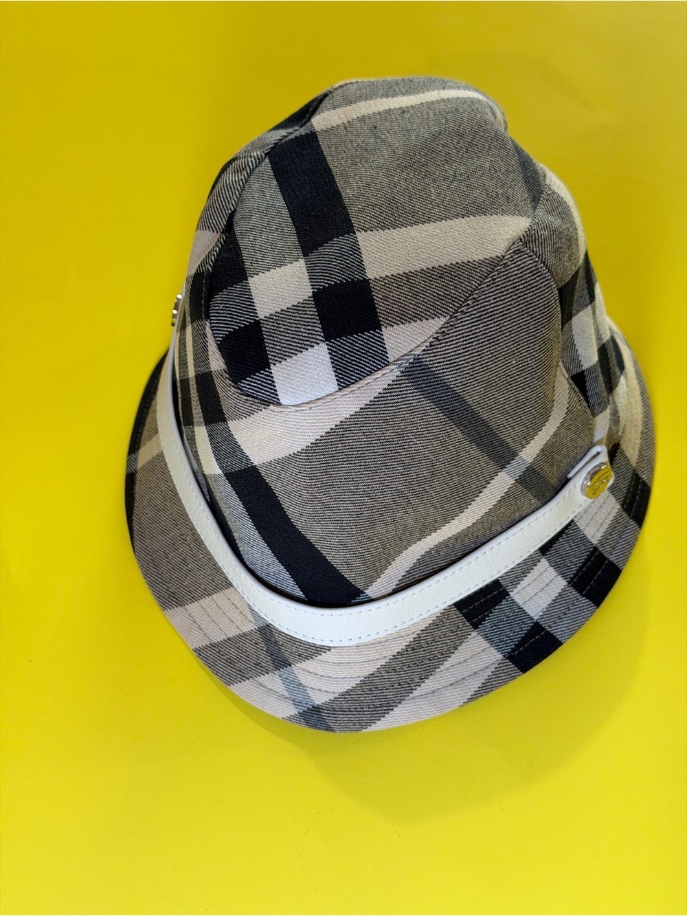 Burberry Black and White Check Bucket Hat